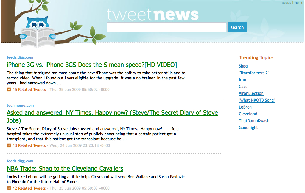 TweetNews Homepage